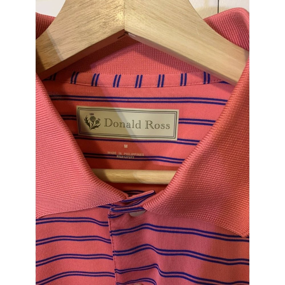Donald Ross Men’s Sz M Worcester Golf Polo Shirt Pink Stripe Worecester‎